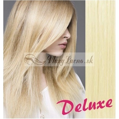 DELUXE najsvetlejšie blond Clip in vlasy na predĺženie 60-63 cm