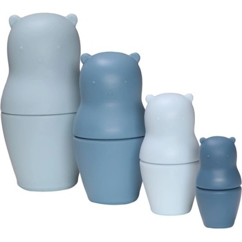 Label Label silikonová matrioška Medvídek modrá