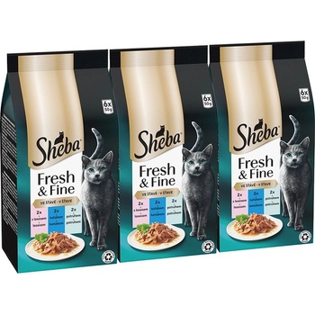 Sheba Fresh & Fine консерви за котки, пиле, пъстърва и сьомга 3 x (6x50 g)