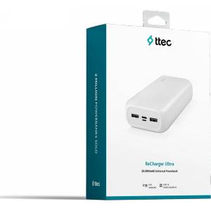 Ttec Външна батерия ttec ReCharger Ultra 30.000 mAh Powerbank - Бяла (8694470828817)