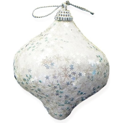 LAALU Baňka s glitery bílá 6 cm