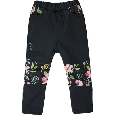 Esito Dětské softshellové kalhoty DUO Spring flowers černá