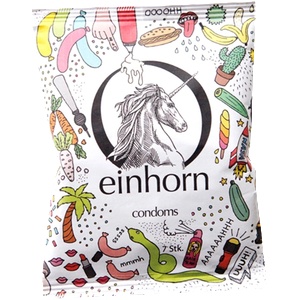 Einhorn Condoms: Penisgegenstände, 7 condoms in the chips bag