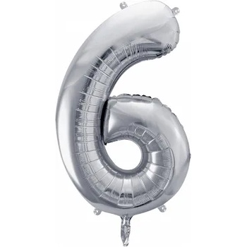 Image 1 of PartyDeco Балон от фолио - число 6 сребърен 86 см