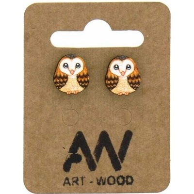 Art wood náušnice Sova 0001089