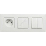 Legrand - 2x Двоен ключ № 5 и домашна розетка с рамка NILOE STEP 250V бяла (LR0049G)
