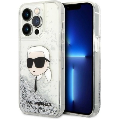 KARL LAGERFELD Кейс Karl Lagerfeld KLHCP14LLNKHCH за iPhone 14 Pro 6.1", сребрист / сребрист, твърд, Glitter Karl Head (KF001417-0)