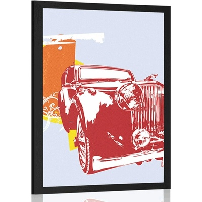 Plakát retro auto s abstrakcí - 20x30 black