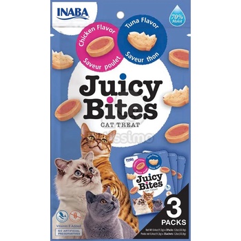 INABA Cat Juicy Bites - риба тон и пиле 3 x 11, 3 г