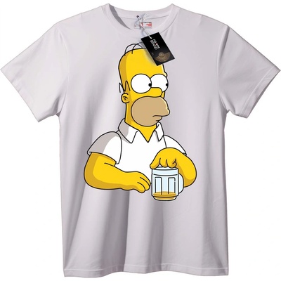 NOONEBRAND Тениска Хомър Симпсън бира - 2XL, White