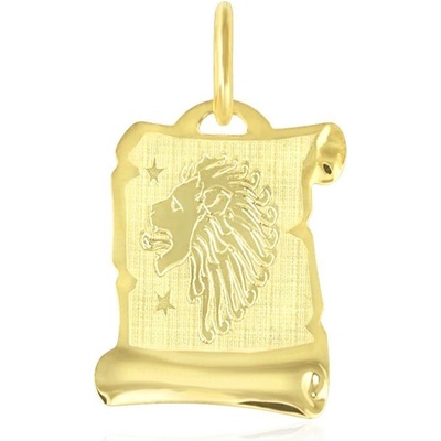 Gemmax Zlatý přívěsek na pergamenu s gravírováním znamení LEV GUPYN 58011