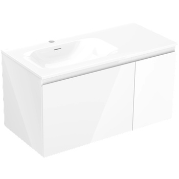 Mexen Orio шкаф за баня 90 см с мивка Vela лява, 1S, 1D, бял гланц - 91A13-09047-3-BBFF00-W23L00 (91A13-09047-3-BBFF00-W23L00)