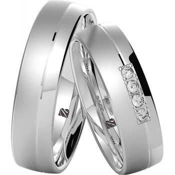 Blink Blink Oblé svadobné obrúčky a z bieleho zlata s kameňmi 8092 BL