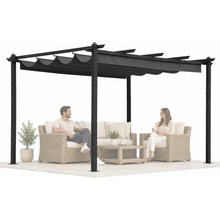 Zahradní pergolaMultiGarden DN-FG-632-4 3x4 m se stahovacím zastíněním šedá