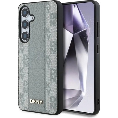 DKNY кожен кариран калъф MagSafe за Samsung Galaxy S25 сив (3666339423575)