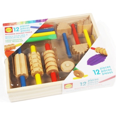 Smart Baby Игрален комплект Smart Baby - Дървени инструменти за пластилин, 12 части (ACT246)