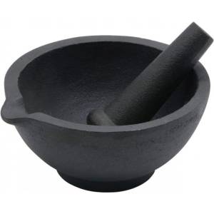 KINGHOFF Хаванче и пестик Kinghoff KH 1197, 13x6.5 см, Изцяло чугунен, Черен (9999KH1197)