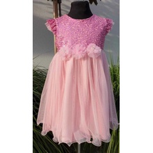 La Dora dievčenske šaty s flitrami a čelenkou svetlo ružové