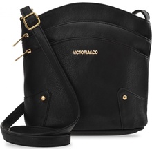 Victoria&co prostorná městská crossbody dámská kabelka s kapsami na zip přes rameno černá