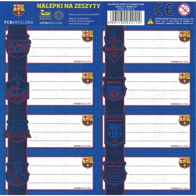 Samolepiace štítky na zošity 8ks FC BARCELONA FC 201 708018002