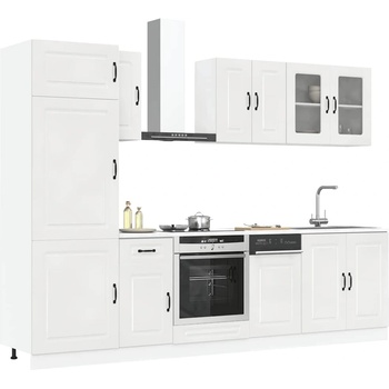 vidaXL Комплект кухненски шкафове от 8 части "Kalmar" с висок гланц, бяло инженерно дърво (3314793)