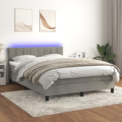 Petrashop 3134405 boxspring postel s matrací a LED světle šedá samet