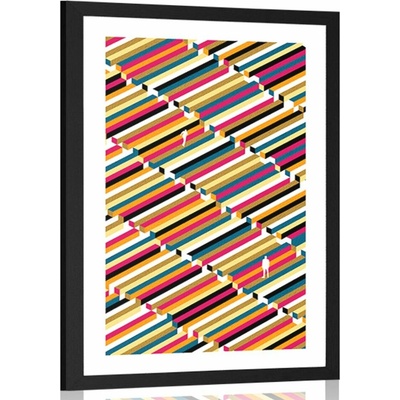 Plakát s paspartou lidé na vzorovaném podkladu - 60x90 no frame