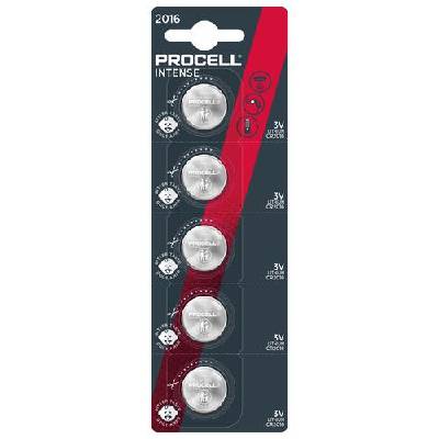 Бутонна батерия duracell procell cr2016, 3v, 5 бр. в блистер, Литиева, /цена за 1 батерия/ (procell-cr2016-5pk)