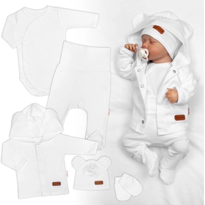 Baby Nellys Bavlněná souprava pro miminko do porodnice 5D, Made with love bílá – Zboží Dáma