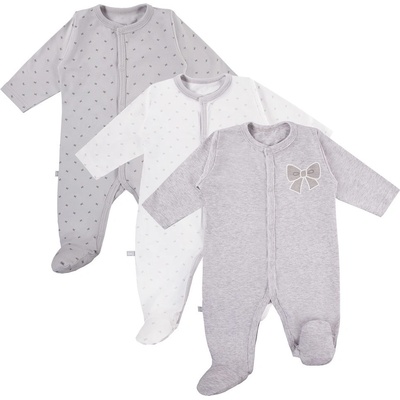 EEVI Multipak 3ks Overal TINY holčička bílý/šedý šedá Tiny