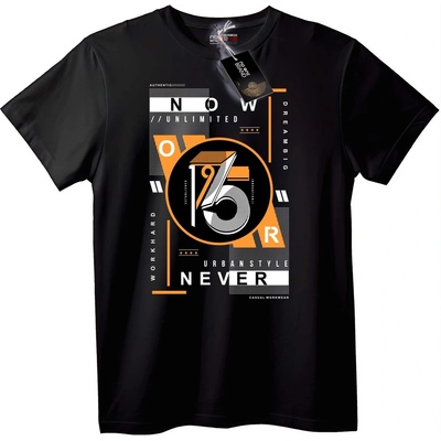 NOONEBRAND Тениска Градски Стил Сега Никога 125 - 7XL, Black