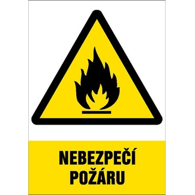 Značka Nebezpečí požáru, samolepicí fólie, 148 × 210 mm BZ FD333