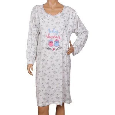 Макси нощница за кърмачки в бяло с цветя