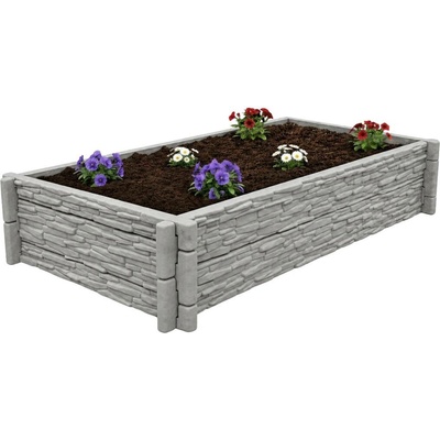Báča Beton Betonový vyvýšený záhon - štípaný kámen 136 x 80 x 25 cm, Přírodní šedá