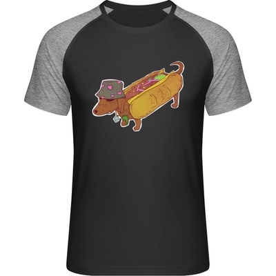 Mymate predĺžené tričko MY111 Dizajn Pes Hot-Dog black heather black