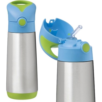 b.box Termoska na nápoj so slamkou modrá/zelená 500 ml
