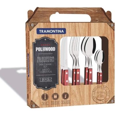 Tramontina Churrasco BBQ sada příborů Tramontina Polywood 24 ks červená