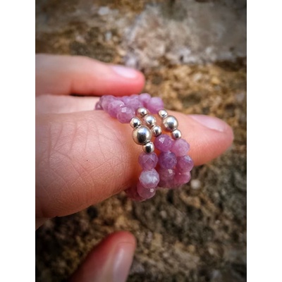 Katyba Prstene Turmalínová ružová so striebornou 00351