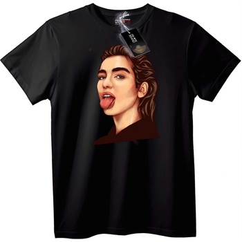 NOONEBRAND Тениска Портрет с Език Навън - 5XL, Black