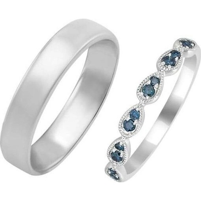 Eppi Snubní vintage prsten s modrými diamanty a pánský komfortní Lacy RW35922