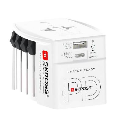 Адаптер SKROSS AC65PD, USB-A, USB-C, 1.302976, World, Бял (SKROSS-1302976)