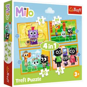 Trefl Puzzle 4v1 Мило, запознайте се с Мило и неговите приятели (34654)