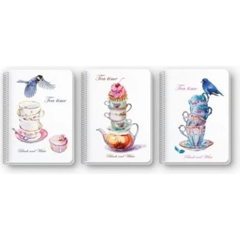 Black&White Тетрадка B&W, B5, 80 л. , 2 теми, ред, спирала Tea Time