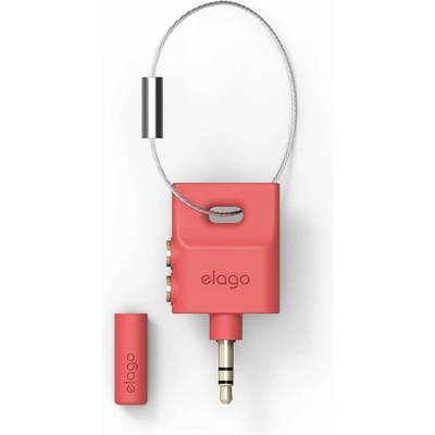 elago Аудио разклонител (сплитер) за мобилни устройства с 3.5 мм стерео-жак - Elago Keyring Splitter (червен) (EEA-SPL-IRO)