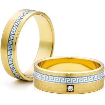 Image 1 of SAVICKI Сватбени халки: двуцветно злато, плоски. 6 мм