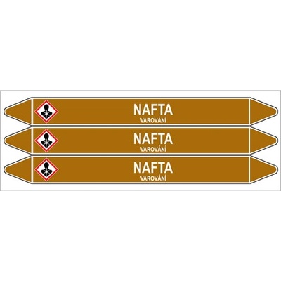 Značení potrubí, nafta,3 ks, 355 × 37 mm PZ 008056