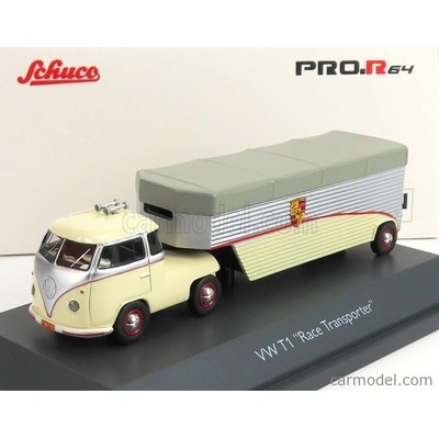 Schuco Volkswagen T1b Continental Motors Porsche Car Transporter 1962 Krémově Šedá Stříbrná 1:64