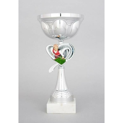 Stříbrný sportovní pohár kulečník 23 cm 29 cm 23 cm