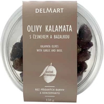 Delmart Olivy Kalamata s česnekem a bazalkou 150 g