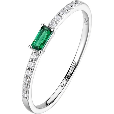 Brosway strieborný prsteň so zirkónmi Fancy Life Green FLG148
